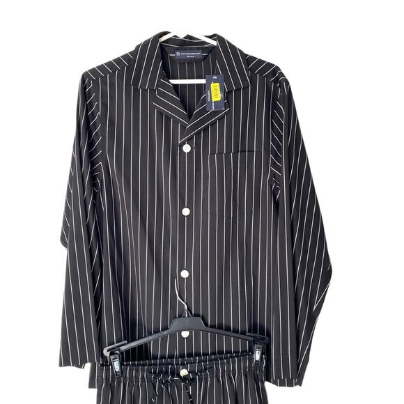 Hart Schaffer Marx Sleepwear Black Pin Stripe Mens Pajama Set NWTs size small - Picture 2 of 12